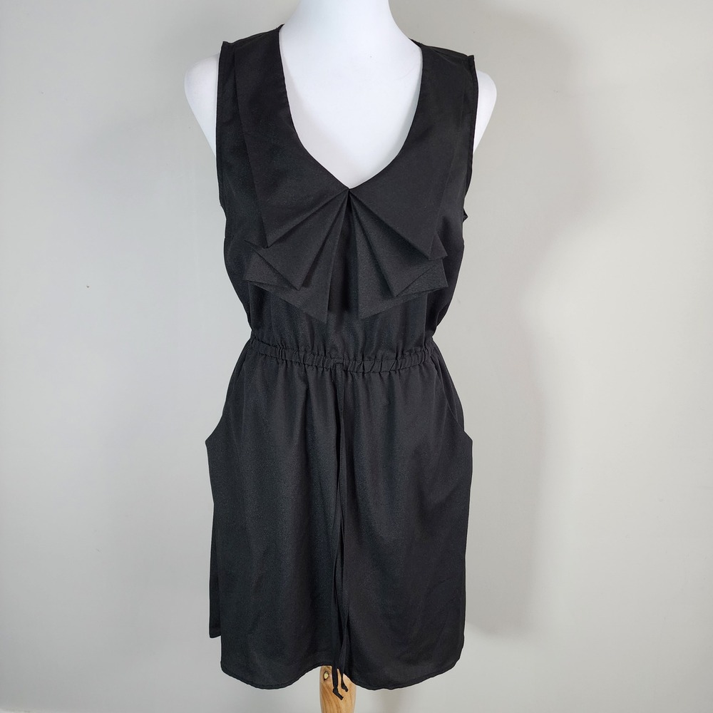BeBop Sleeveless Dress Womens Medium Black Pleated Ruffle Whimsigoth Witchy Goth